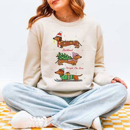 Dachshund Through the Snow Christmas Sweatshirt – Three Dachshunds
