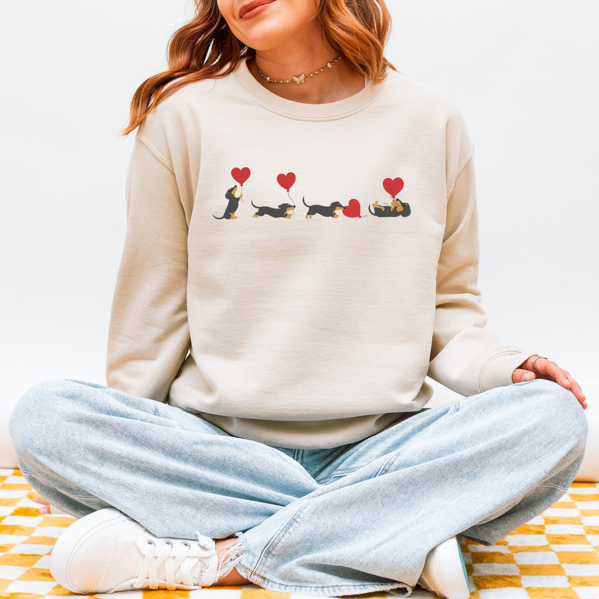 Dachshund With Heart Balloons Sweatshirt