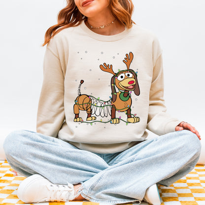Reindeer Lights Dachshund Christmas Sweatshirt – String Lights Pup