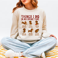 Things I Do in My Spare Time Dachshund Sweatshirt – Funny Wiener Dog Sweatshirt for Dog Lovers, Cute Doxie Gift