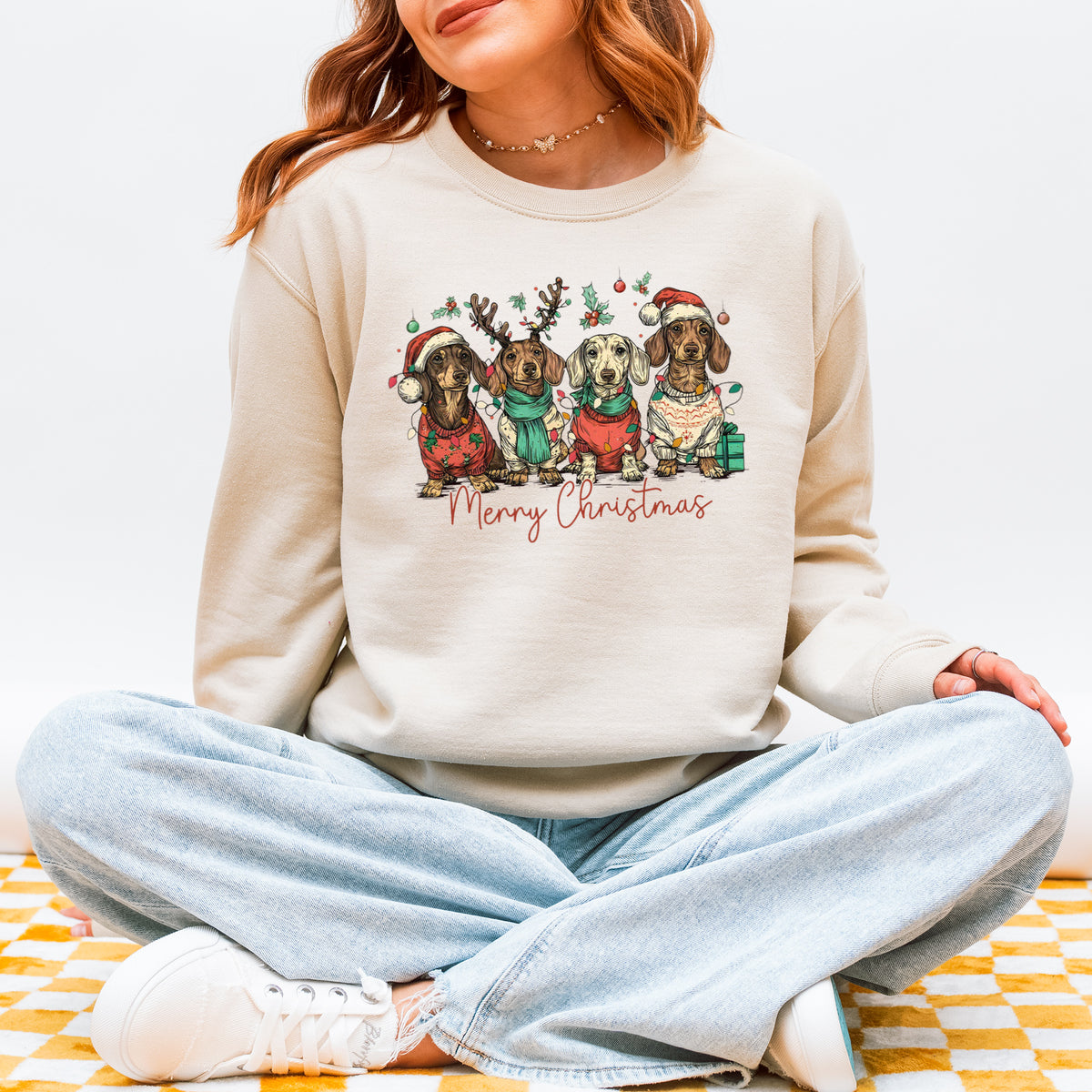 Merry Christmas Dachshund Dog Cute Holiday Puppy Sweatshirt