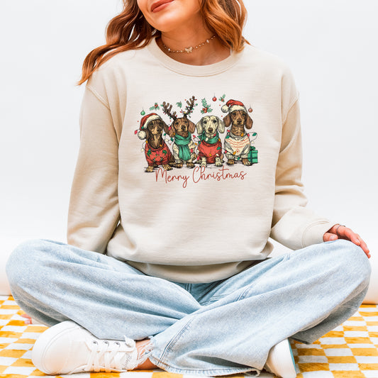 Merry Christmas Dachshund Dog Cute Holiday Puppy Sweatshirt