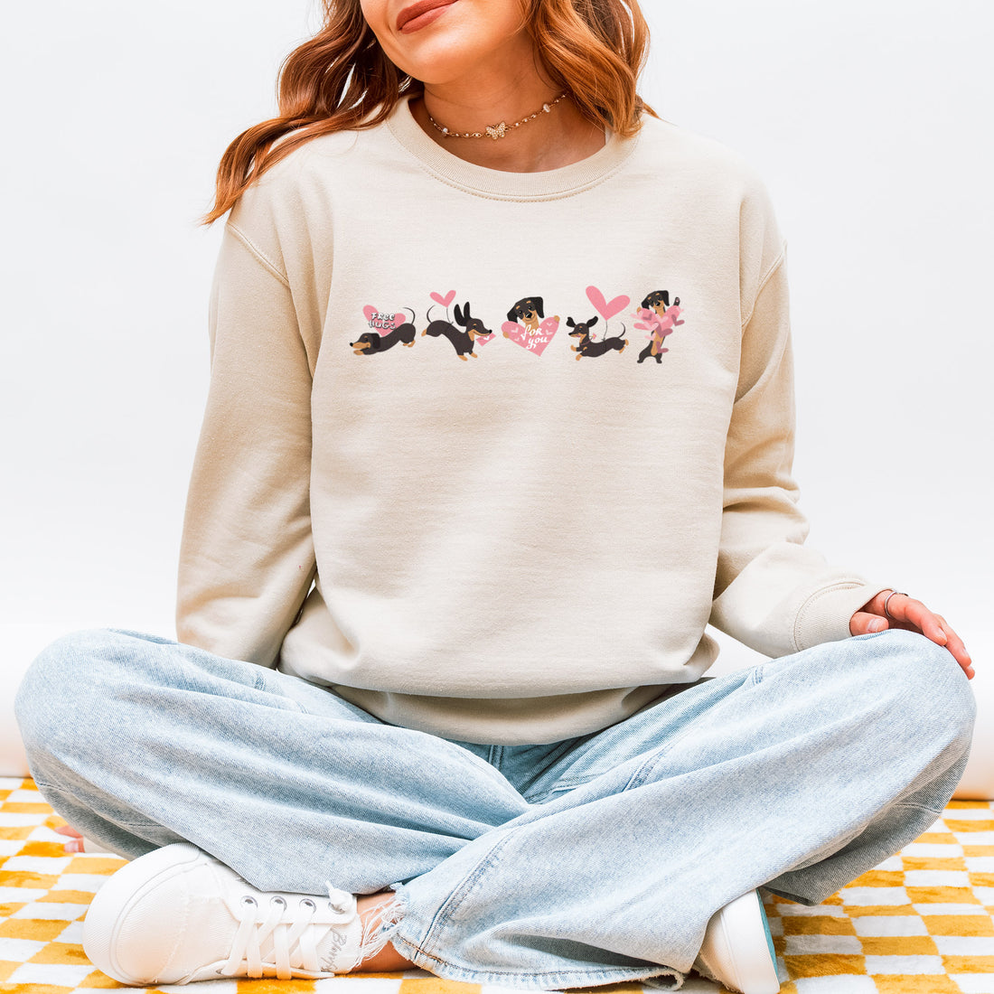 Valentine Dachshund Love Sweatshirt – Cozy Dog Valentine Art