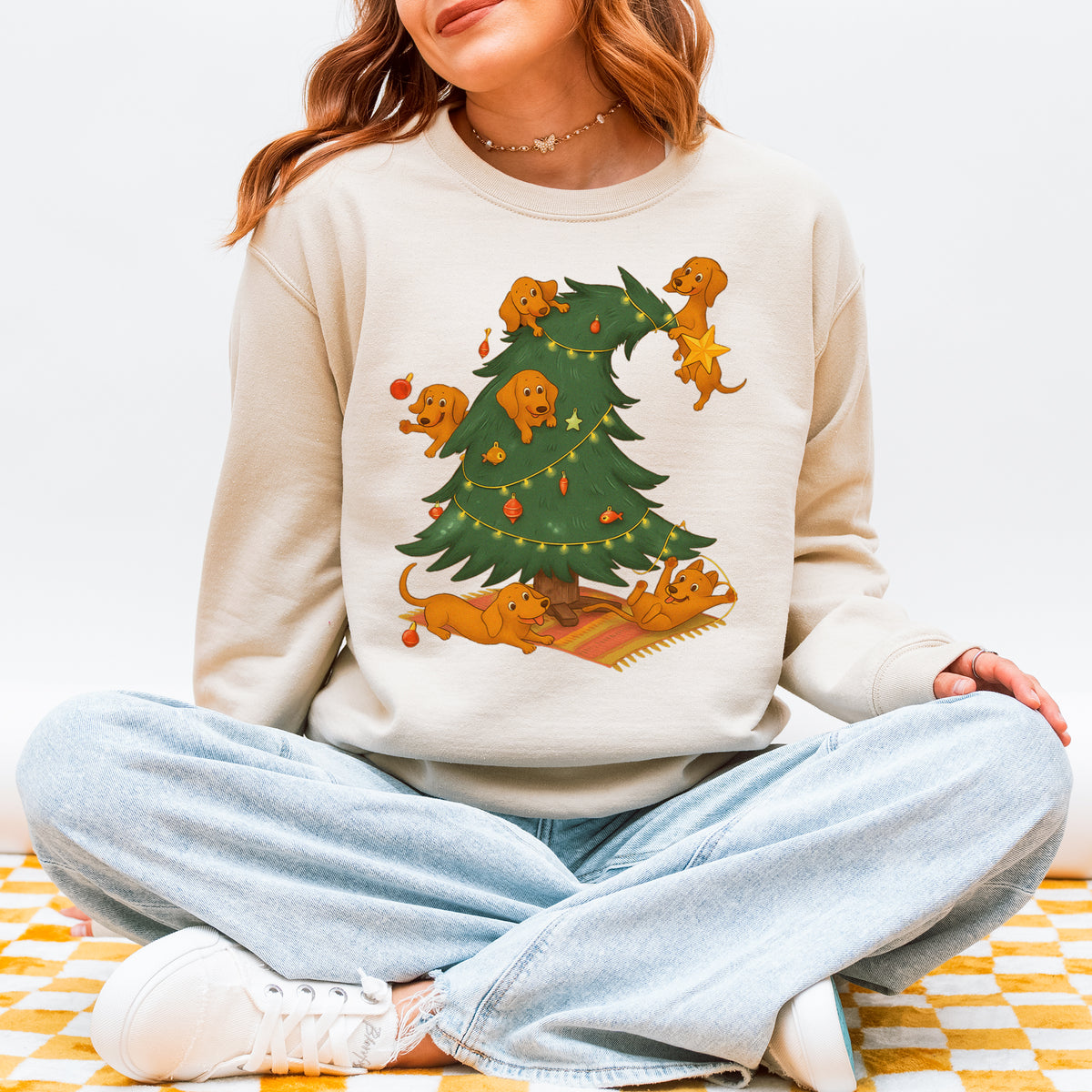 Dachshund Christmas Tree Sweatshirt – Sausage Dog Holiday Gift