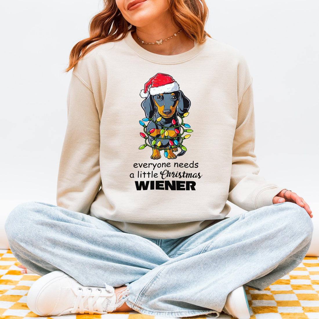 Everyone Needs a Little Christmas Wiener Dachshund Sweatshirt – Funny Wiener Dog Holiday Sweatshirt for Dog Lovers