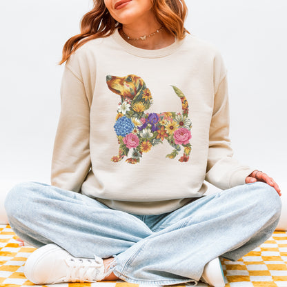 Floral Dachshund Sweatshirt - Cute Dog Mom Gift for Dachshund Lovers