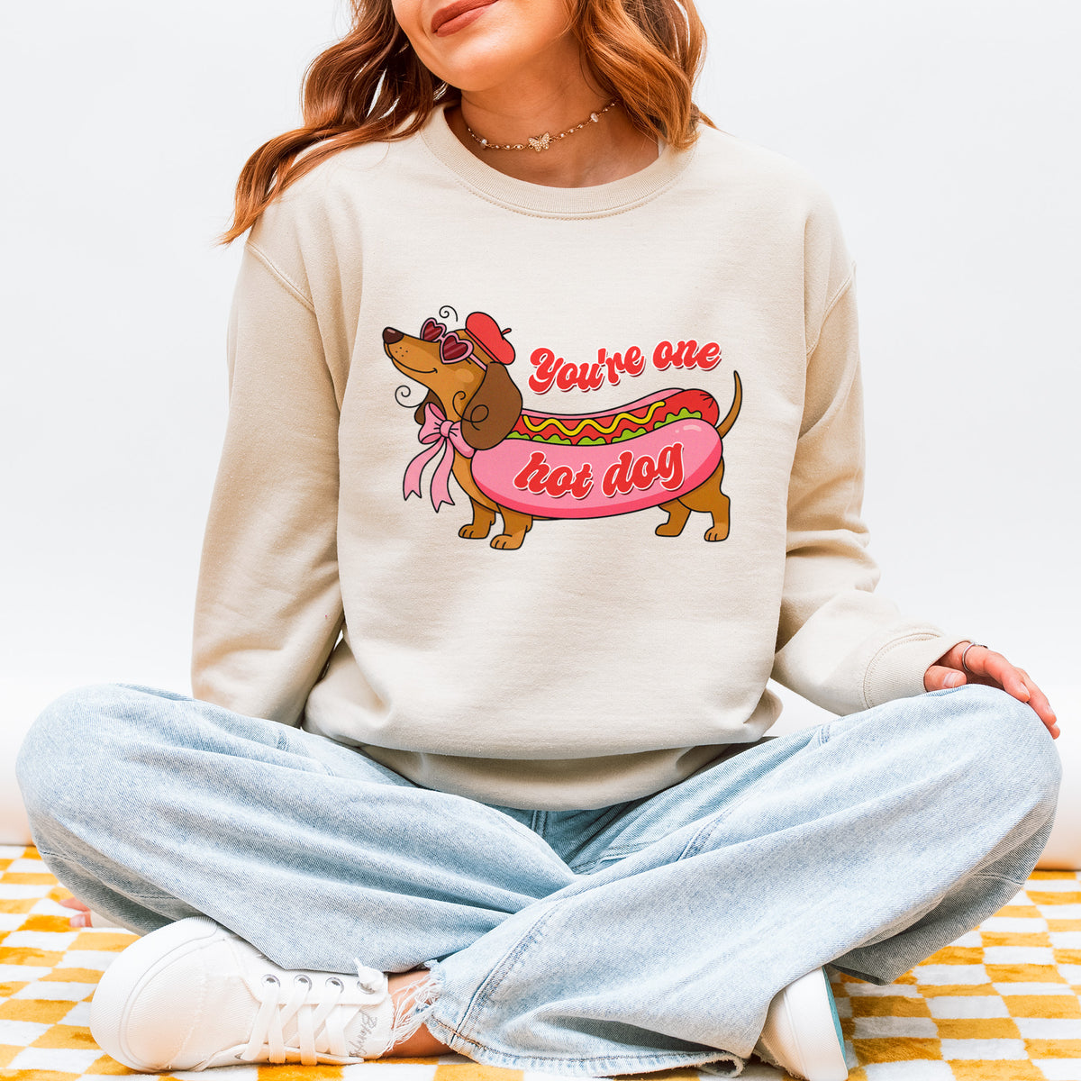 You Are One Hot Dog Dachshund Valentine Sweatshirt