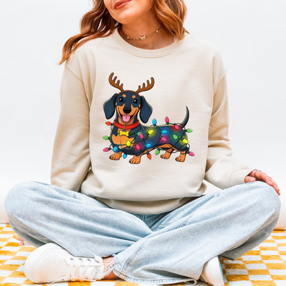 Reindeer Lights Dachshund Christmas Sweatshirt