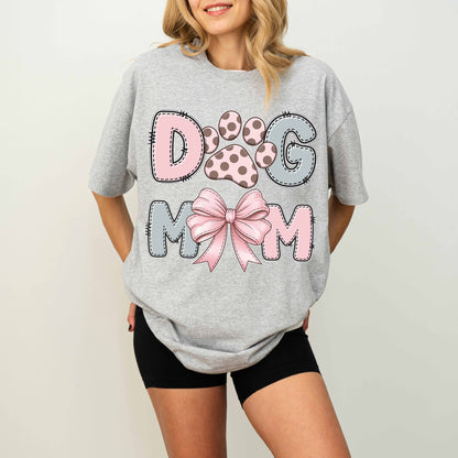 Cute Dog Mom Paw and Bow T-Shirt