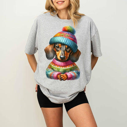Colorful Sweater Dachshund Dog Mom T-Shirt