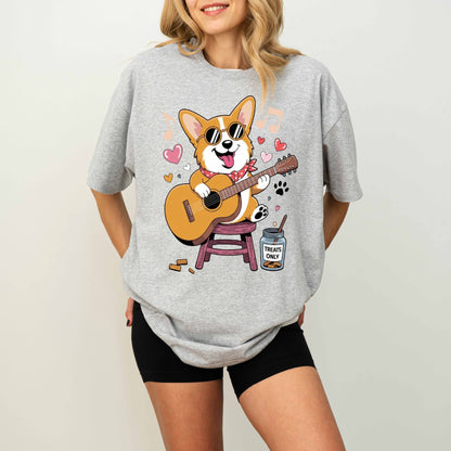Guitar Playing Corgi Funny Dog T-Shirt