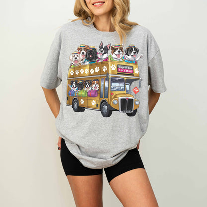 Dogs on Tour Let’s Roll Funny Dog Bus T-Shirt