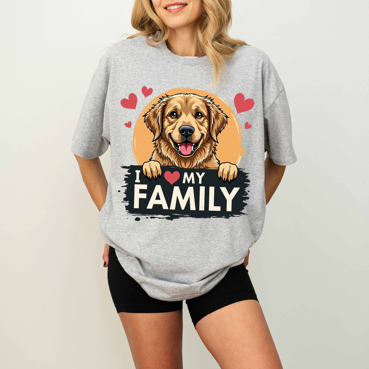 I Love My Family Golden Retriever Dog T-Shirt