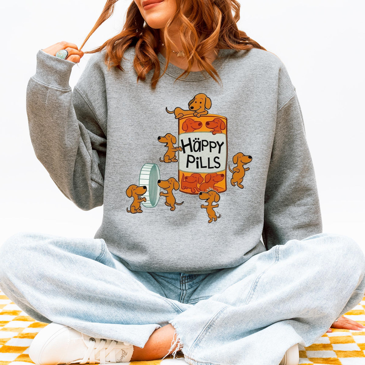 Happy Pills Dachshund Sweatshirt Cute Doxie Gift
