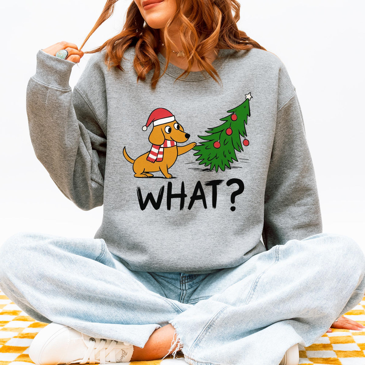 Funny What? Dachshund Christmas Sweatshirt