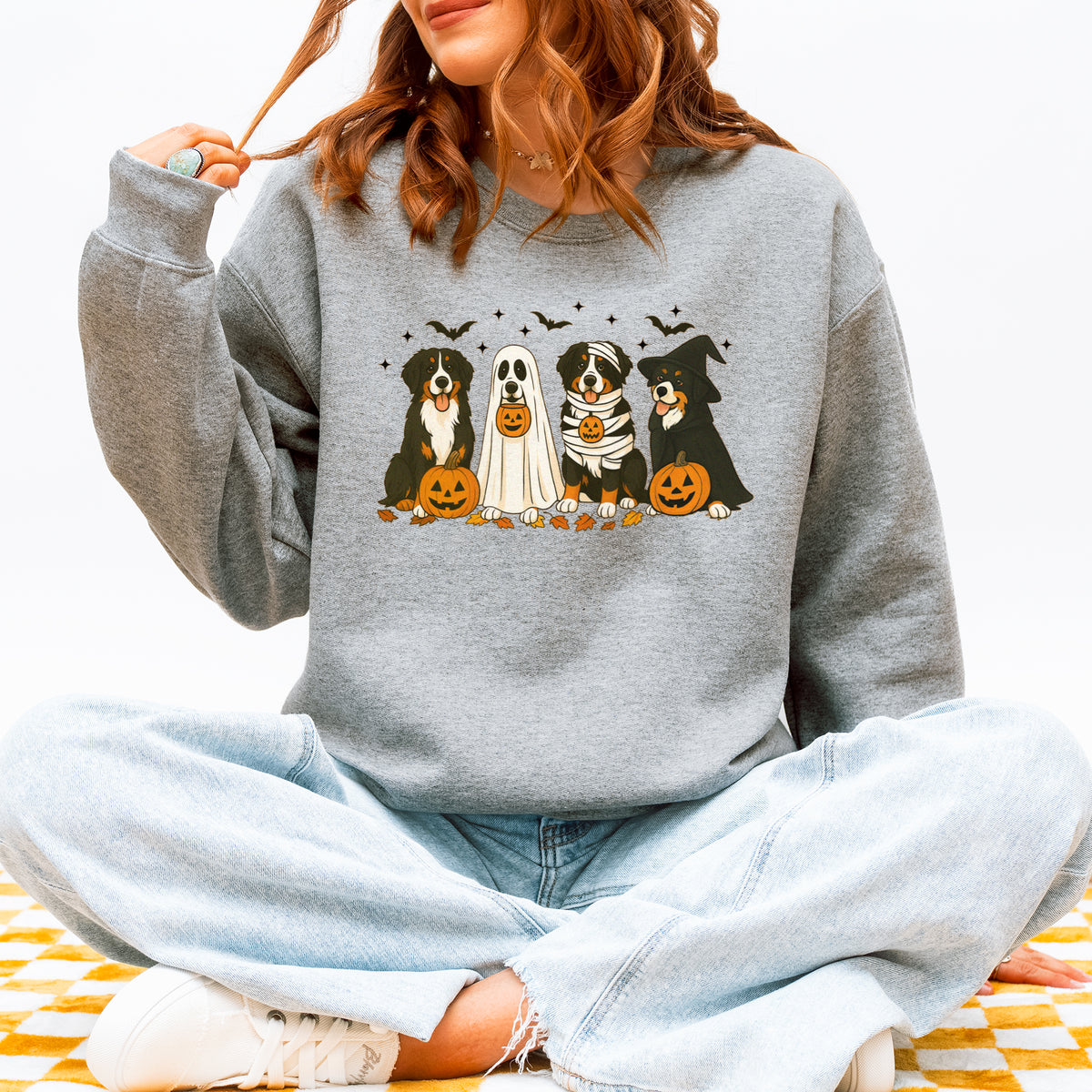Bernese Mountain Dog Halloween Sweatshirt – Fall Pumpkins Gift