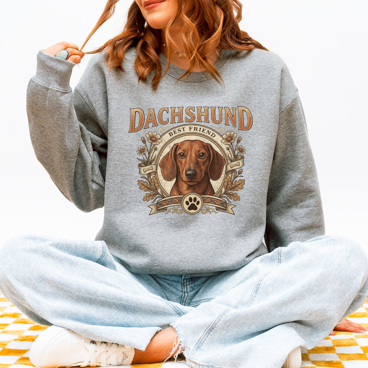 Custom Dachshund Sweatshirt Personalized Dog Portrait Gift