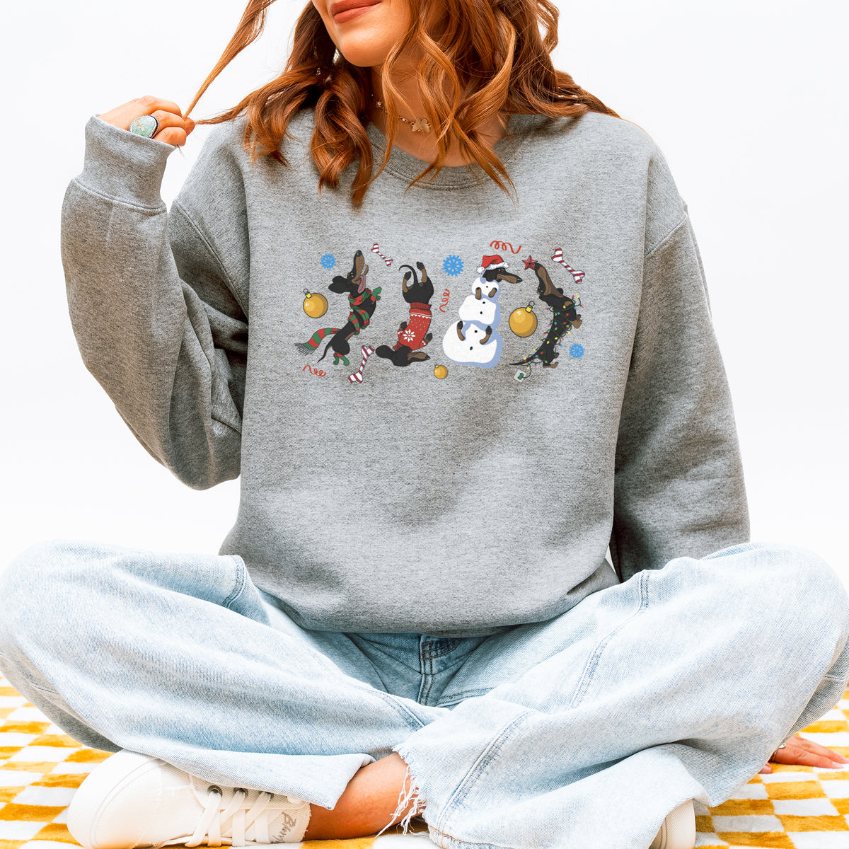 Christmas Dachshund Chaos Sweatshirt – Funny Holiday Wiener Dog