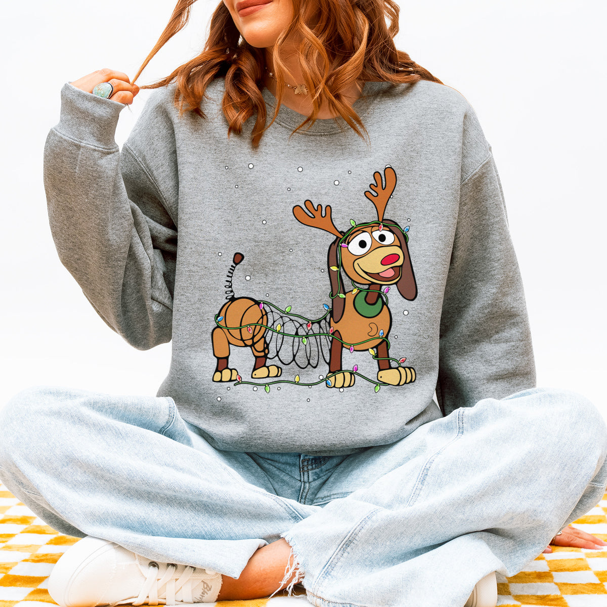 Reindeer Lights Dachshund Christmas Sweatshirt – String Lights Pup