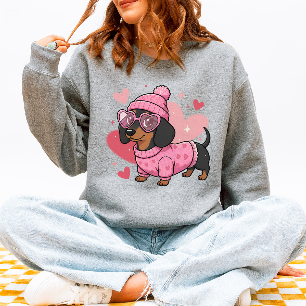 Cute Valentine Dachshund Dog Mom Sweatshirt
