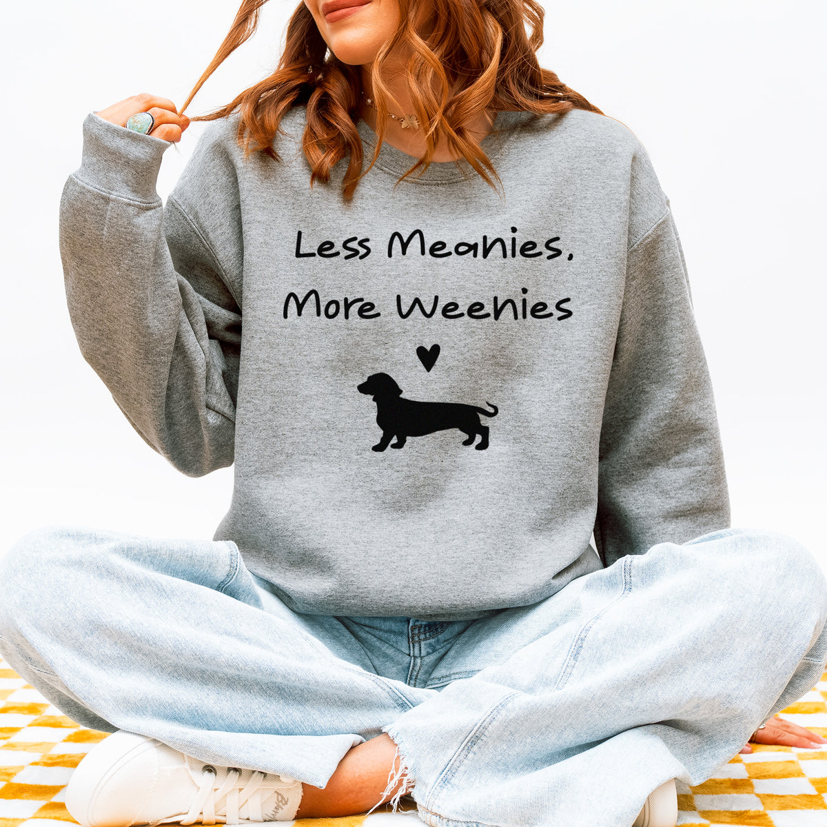 Funny Dachshund Sweatshirt Less Meanies More Weenies Gift
