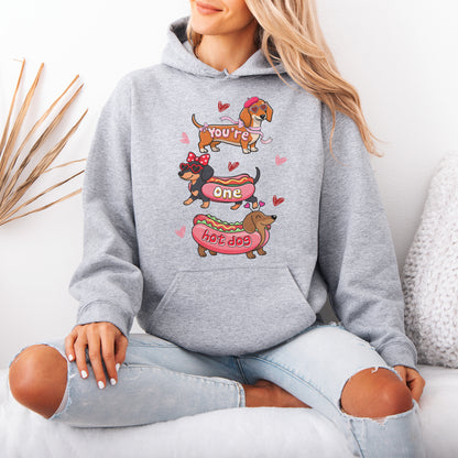 Cute Hot Dog Dachshund Valentine Hoodie