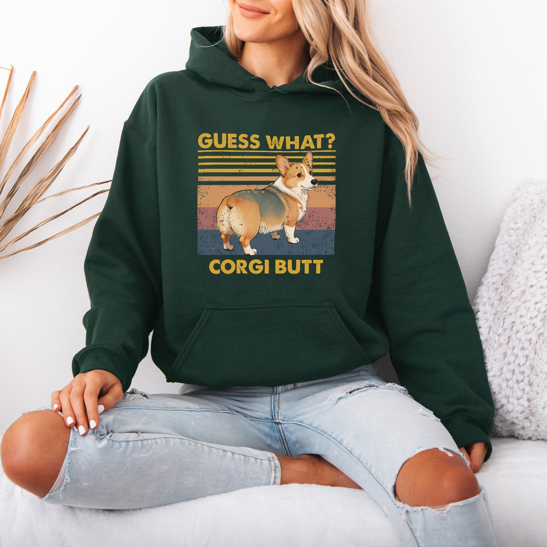 Guess What Corgi Butt Hoodie – Funny Hooded Sweatshirt for Dog Lovers, Cute Gift