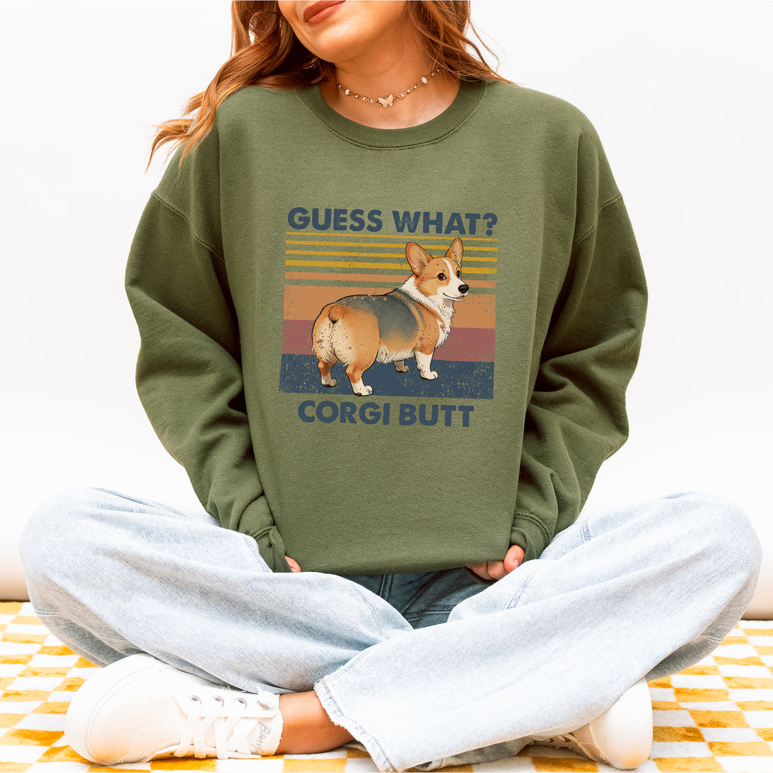 Guess What Corgi Butt Sweatshirt – Funny Pullover for Dog Lovers, Cute Gift
