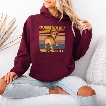 Guess What French Bulldog Butt Hoodie – Funny Hooded Sweatshirt for Dog Lovers, Cute Gift