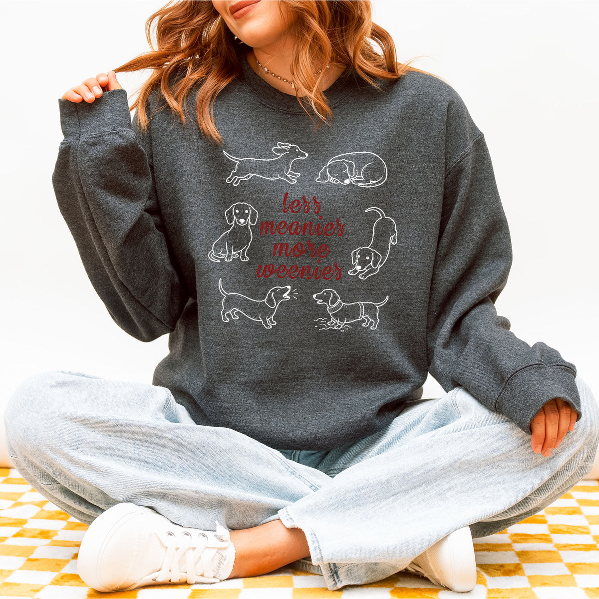 Less Meanies More Weenies Dachshund Crewneck Sweatshirt