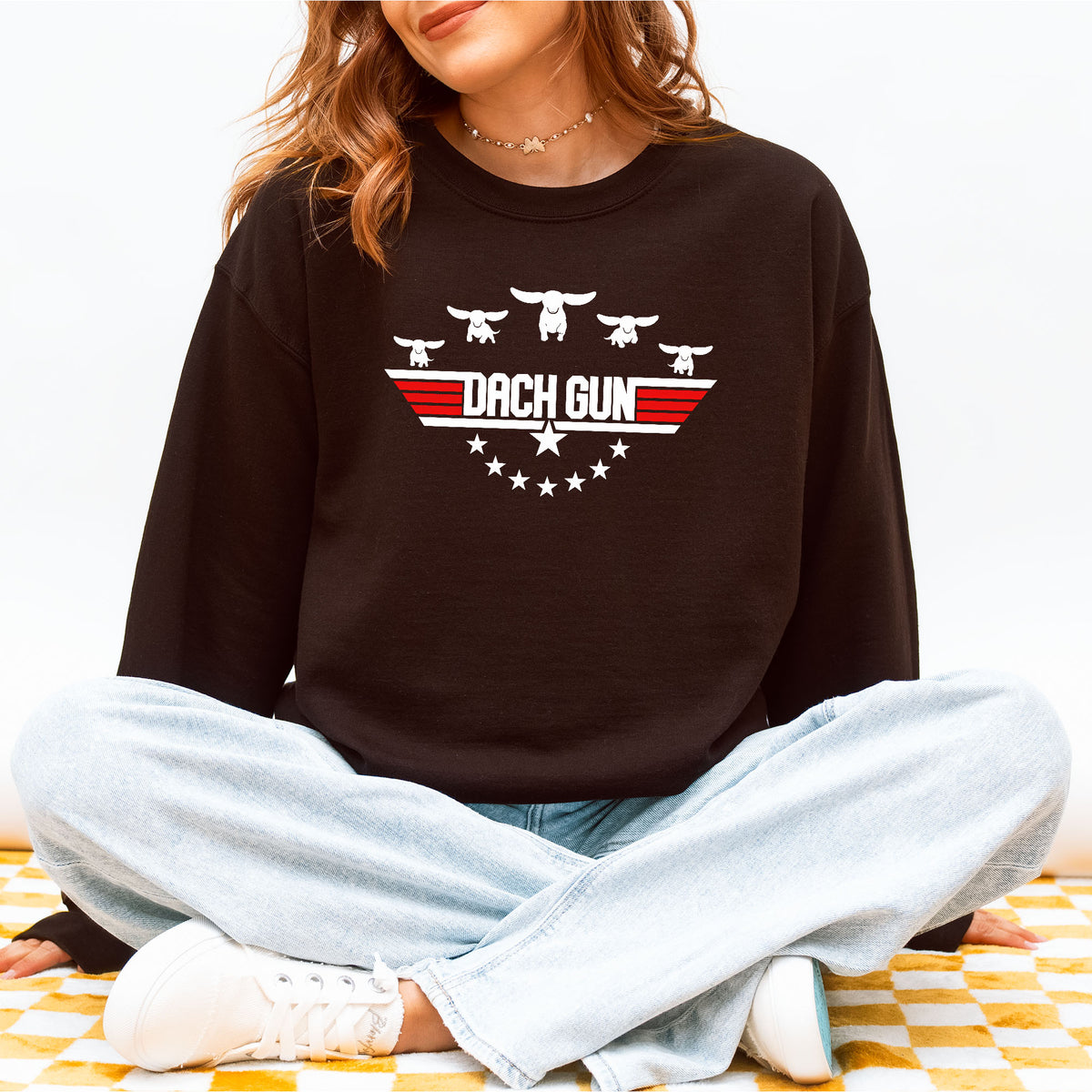 Dach Gun Sweatshirt – Funny Dachshund Top Gun for Dog Lovers