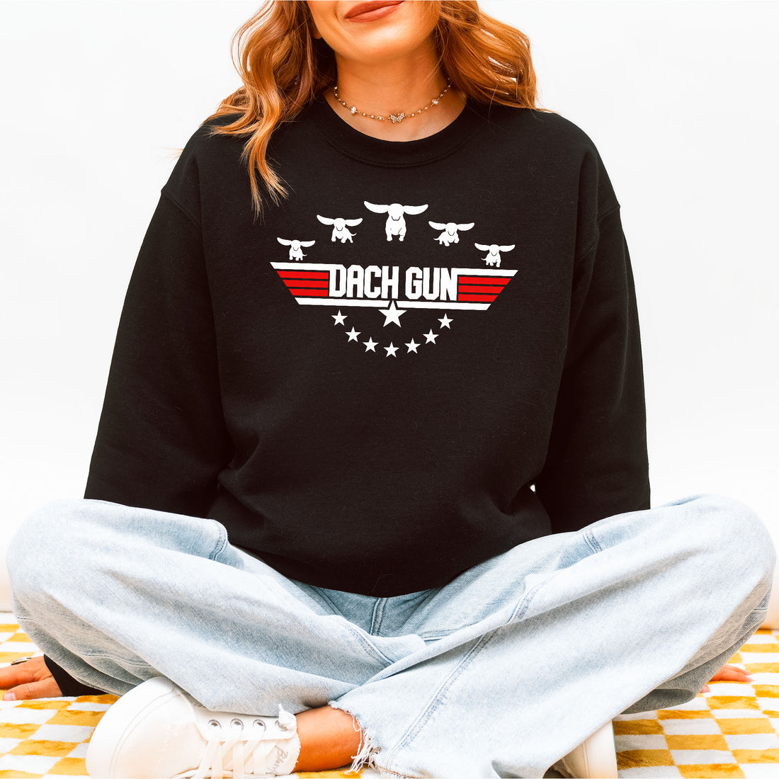 Dach Gun Sweatshirt – Funny Dachshund Top Gun for Dog Lovers