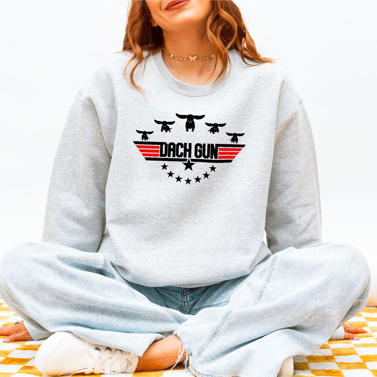 Dach Gun Sweatshirt – Funny Dachshund Top Gun for Dog Lovers