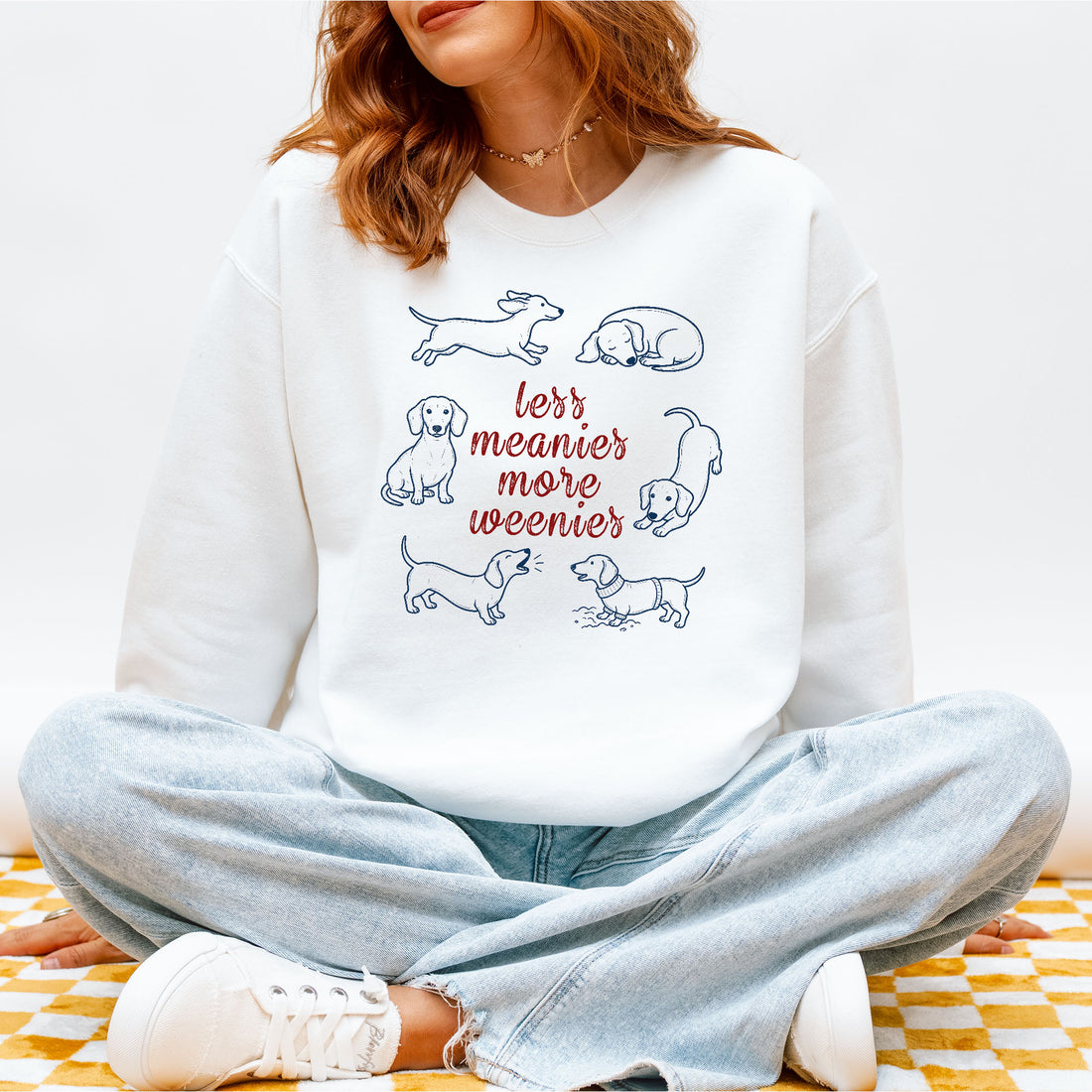 Less Meanies More Weenies Dachshund Crewneck Sweatshirt