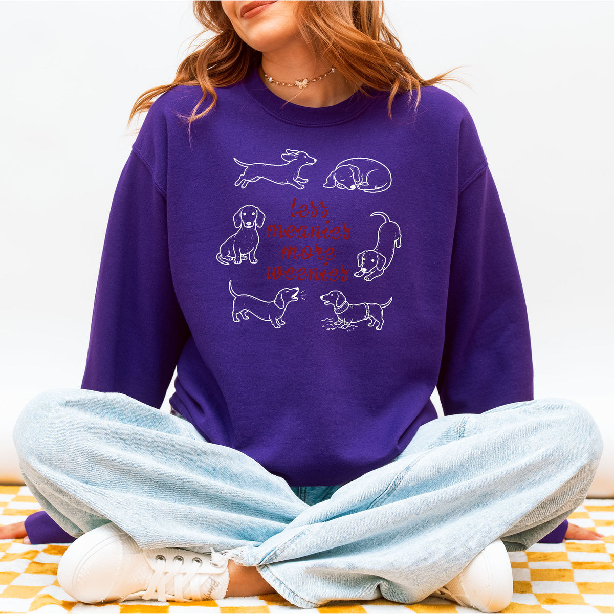 Less Meanies More Weenies Dachshund Crewneck Sweatshirt