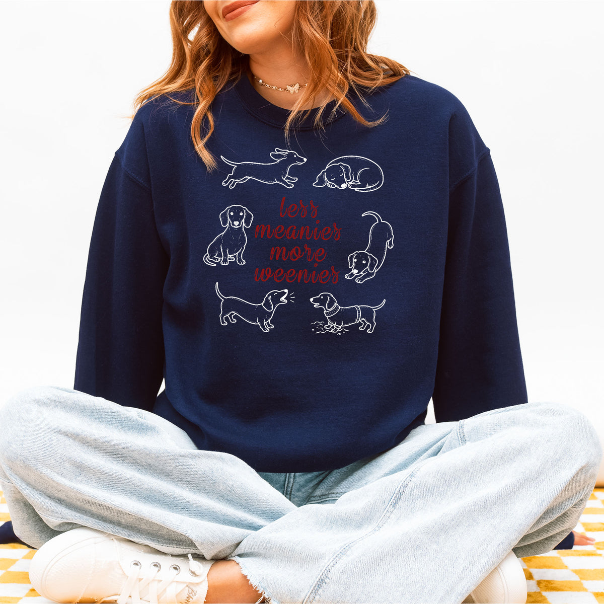 Less Meanies More Weenies Dachshund Crewneck Sweatshirt