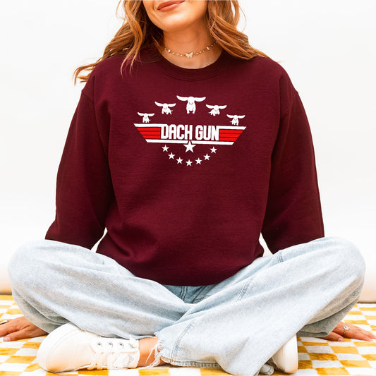 Dach Gun Sweatshirt – Funny Dachshund Top Gun for Dog Lovers