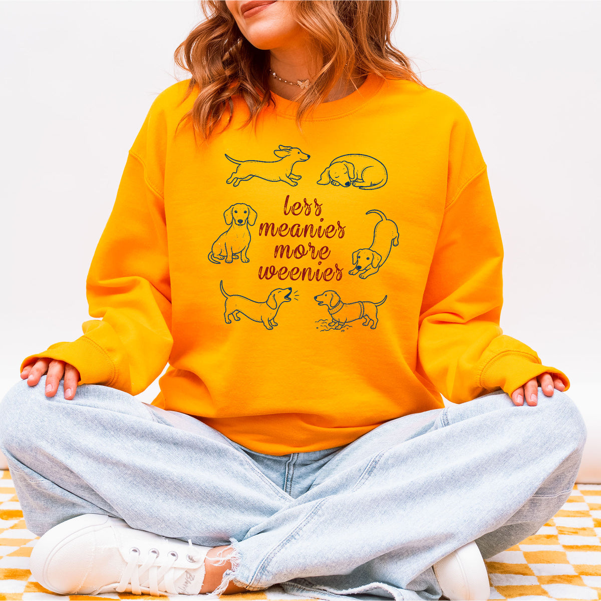 Less Meanies More Weenies Dachshund Crewneck Sweatshirt
