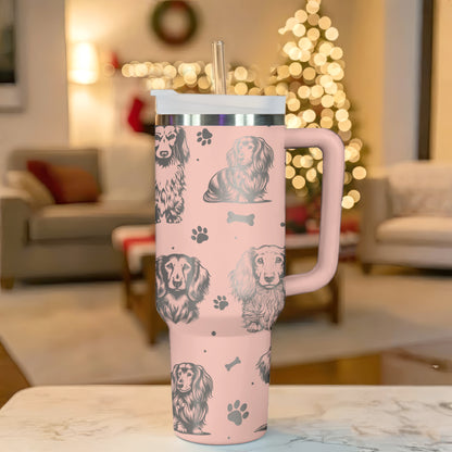 Long Haired Dachshund 40oz Engraved Insulated Tumbler