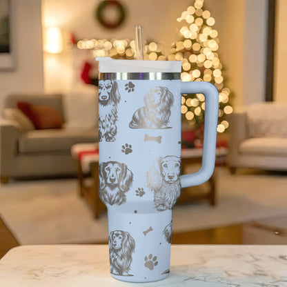 Long Haired Dachshund 40oz Engraved Insulated Tumbler