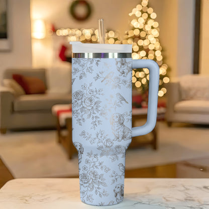 Vintage Dachshund Toile Pattern 40oz Insulated Tumbler