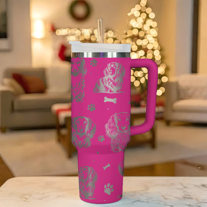 Long Haired Dachshund 40oz Engraved Insulated Tumbler
