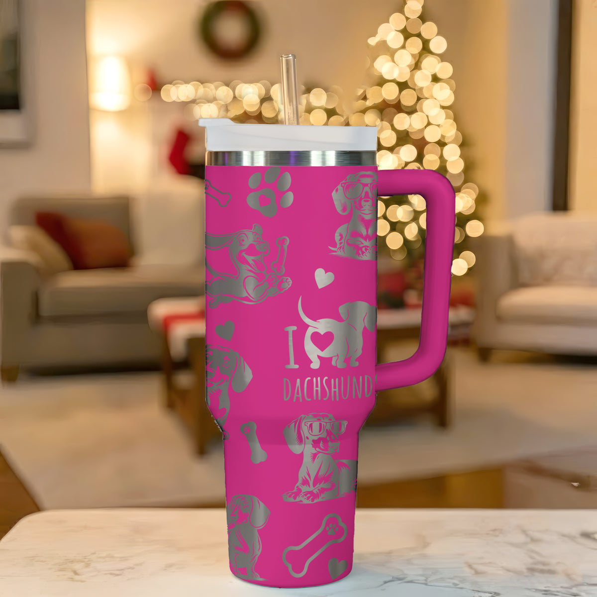 Laser Engraved Dachshund Insulated Tumbler 40oz