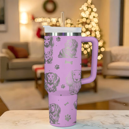 Long Haired Dachshund 40oz Engraved Insulated Tumbler