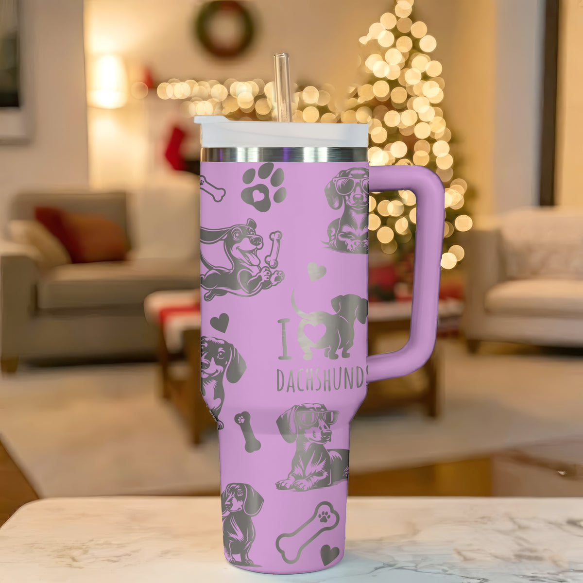 Laser Engraved Dachshund Insulated Tumbler 40oz