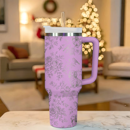 Vintage Dachshund Toile Pattern 40oz Insulated Tumbler