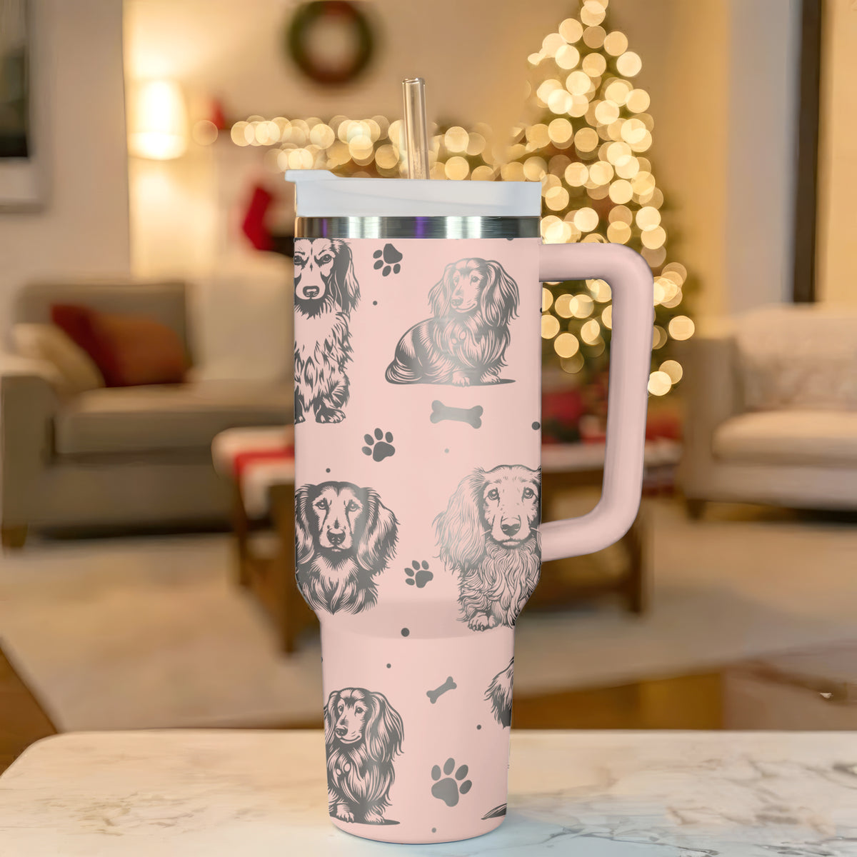 Long Haired Dachshund 40oz Engraved Insulated Tumbler