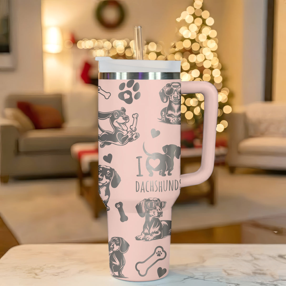 Laser Engraved Dachshund Insulated Tumbler 40oz