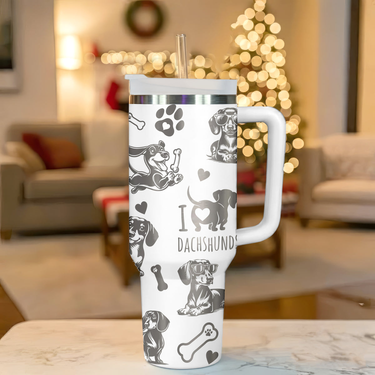 Laser Engraved Dachshund Insulated Tumbler 40oz