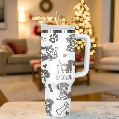 Laser Engraved Dachshund Insulated Tumbler 40oz
